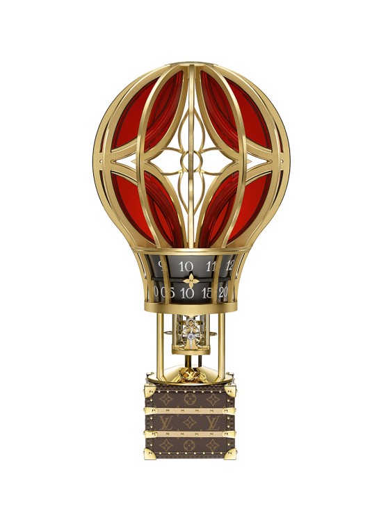 Gonflée Montgolfière Aéro en verre, laiton, bois et diamants, mouvement à remontage manuel. Prix sur demande © Louis Vuitton