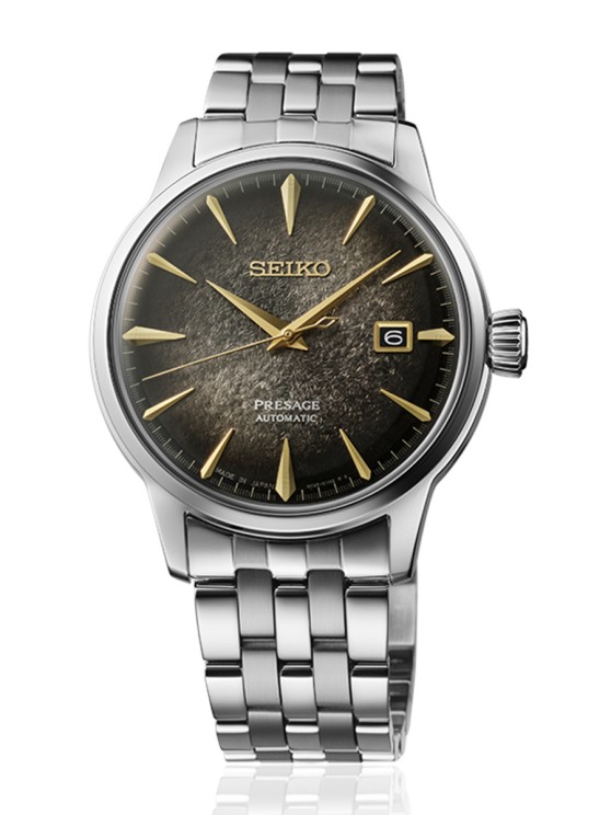 Presage Cocktail Time en acier, 40,5 mm de diamètre, mouvement automatique avec date par guichet, bracelet en acier. Série limitée à 9 000 exemplaires © Seiko