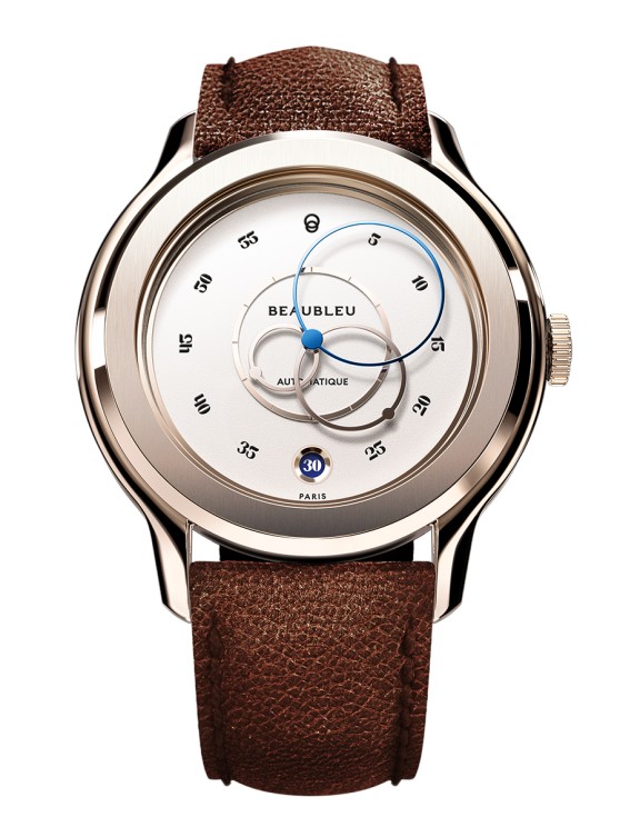 CCE Lys en acier PVD or rose, 39 mm de diamètre, mouvement automatique avec date par guichet, bracelet en cuir © Beaubleu