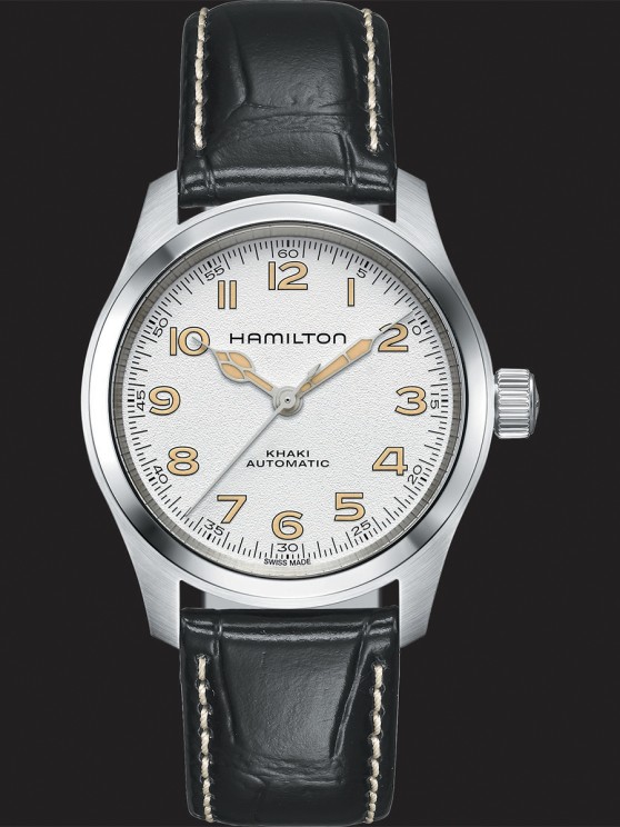 Khaki Field Murph en acier, 38 mm de diamètre, mouvement automatique, bracelet en cuir © Hamilton