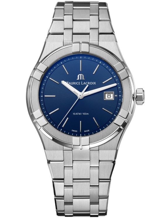 Aikon en acier, 40 mm de diamètre, mouvement à quartz avec date par guichet, bracelet en acier © Maurice Lacroix