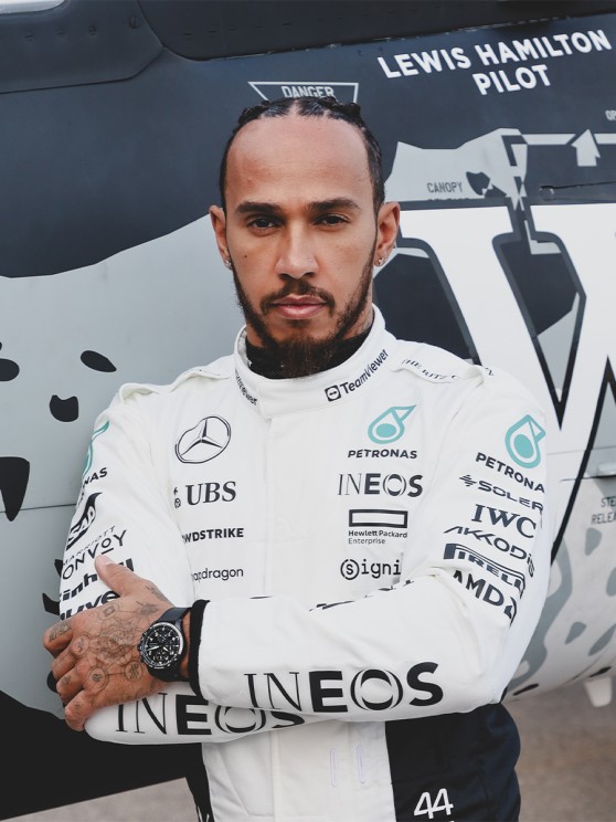 Lewis Hamilton in his F1 pilot suit © IWC Schaffhausen